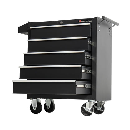 TANKSTORM 5-Drawer Rolling Tool Chest with Wheels, Heavy Duty Lockable Metal Tool Cabinet, Rolling Tool Box Organizer for Garage, Workshop, Repair Shop, Black