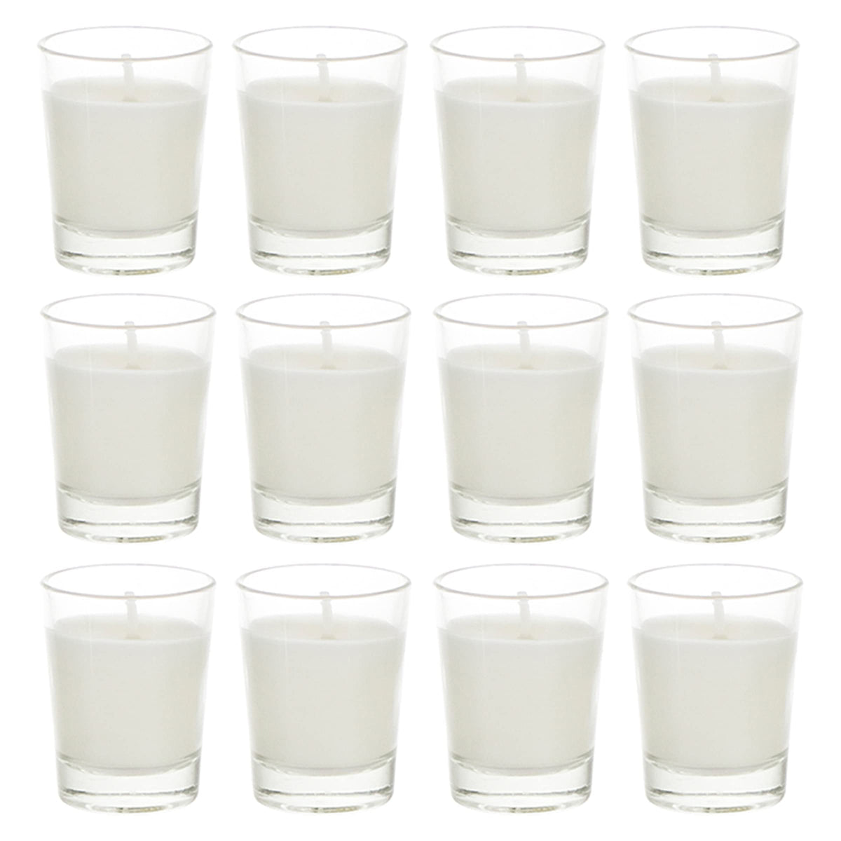 Mega Candles 12 pcs Unscented Glass White Container Candle, Mini Party Light 5 Hour Burn Time 1.5 Inch x 1.75 Inch, Home Décor, Wedding Receptions, Occasions, Events, Festivities, Meditations, Altar