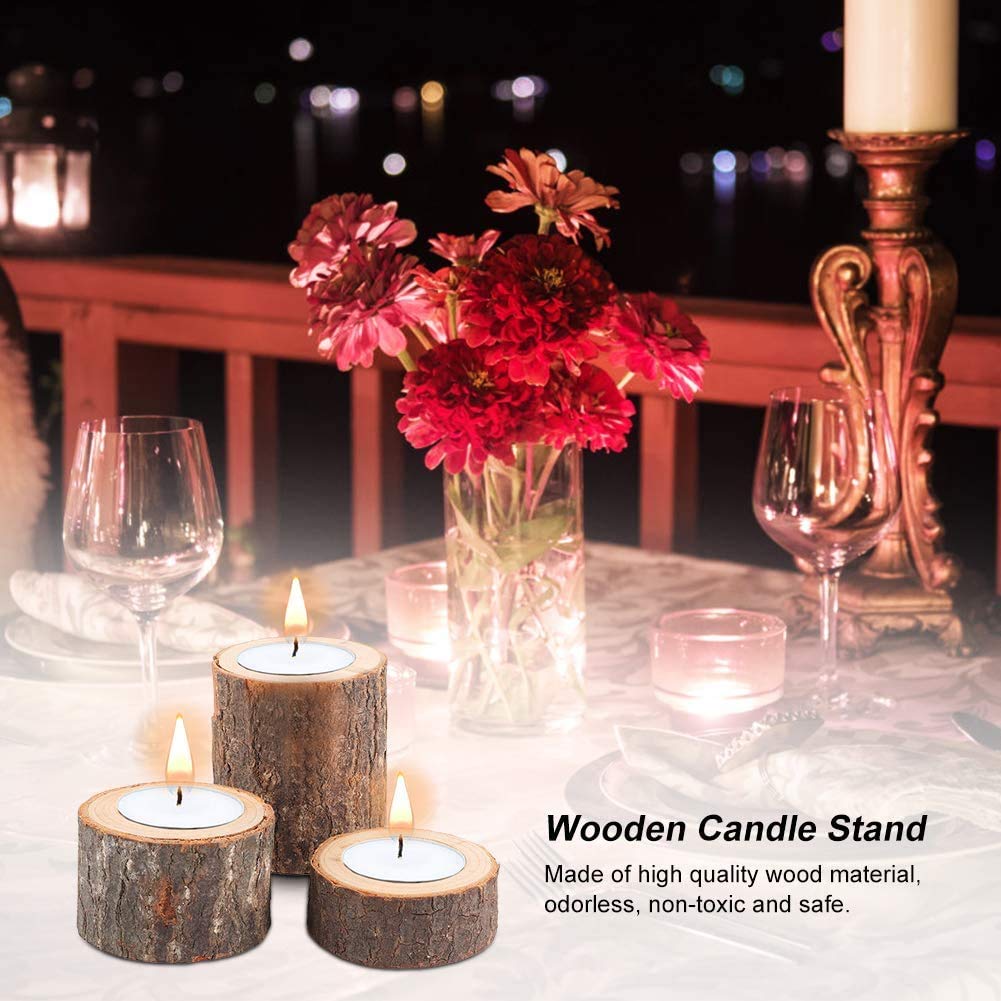 Yikko Tea Light Candle Holders, Personalized Wooden Votive Tealight Holders for Wedding Centerpieces for Table, Valentine's Day |Christmas Party |Home Decoration (Set of 12 (0.98", 1.65", 2.75"))