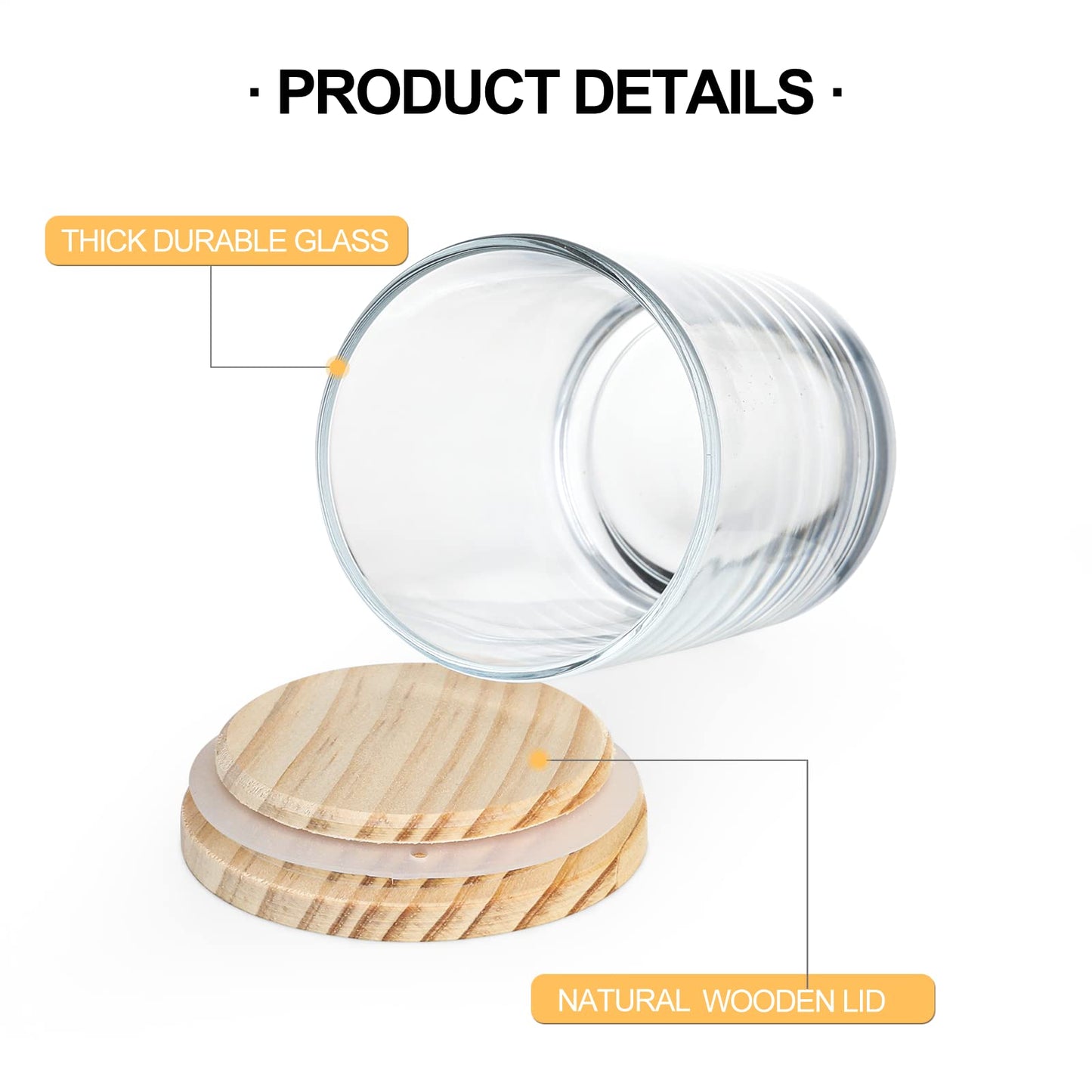 SHOWIN Thick Candle Jars for Making Candles 12 Pcs, 7 OZ Empty Jars with Wood Lids for Candle Making, Sample Container, Matte White