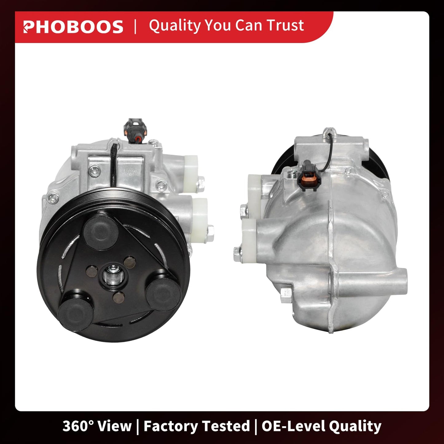 PHOBOOS A/C Compressor with Clutch Compatible with Nissan Frontier 2005-2019 L4 2.5L/V6 4.0L, Xterra 2005-2015, V6 4.0L, Fast Cooling, Low Noise, Easy Installation, Ref. 58885