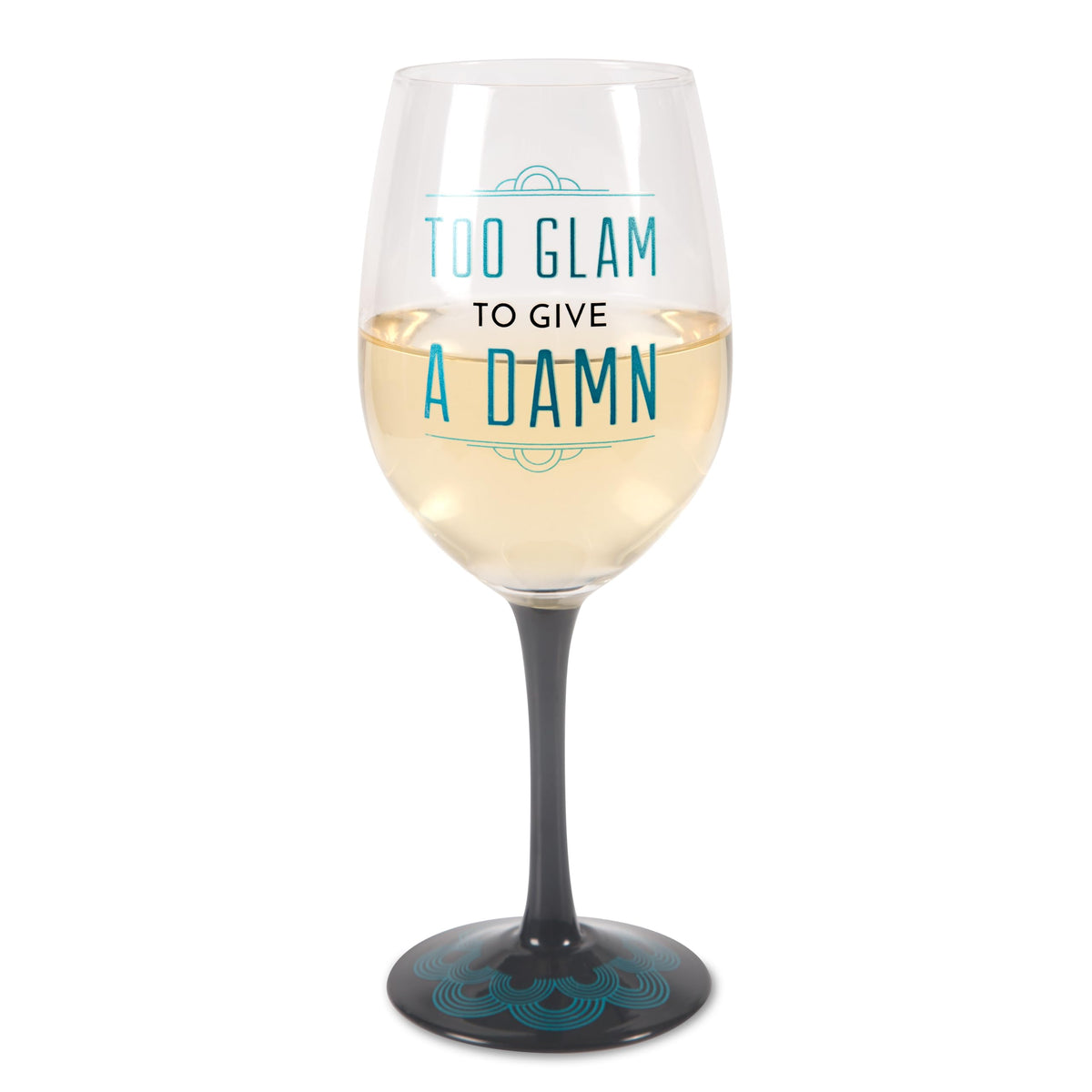 Pavilion Gift Company Pretty Inappropriate Too Glam To Give A Damn Wine Glass Candle Holder, Blue