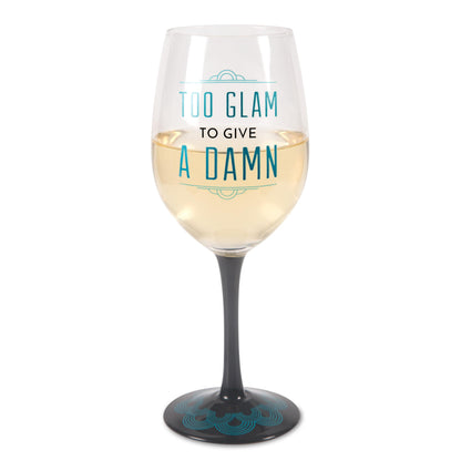 Pavilion Gift Company Pretty Inappropriate Too Glam To Give A Damn Wine Glass Candle Holder, Blue