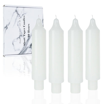 LPUSA White Short Taper Candles 6 inch Candle Sticks Unscented Dinner Candle Dripless for Home Decor,Christmas Table Decor，Weddings Festive Party Women Gifts，Set of 4