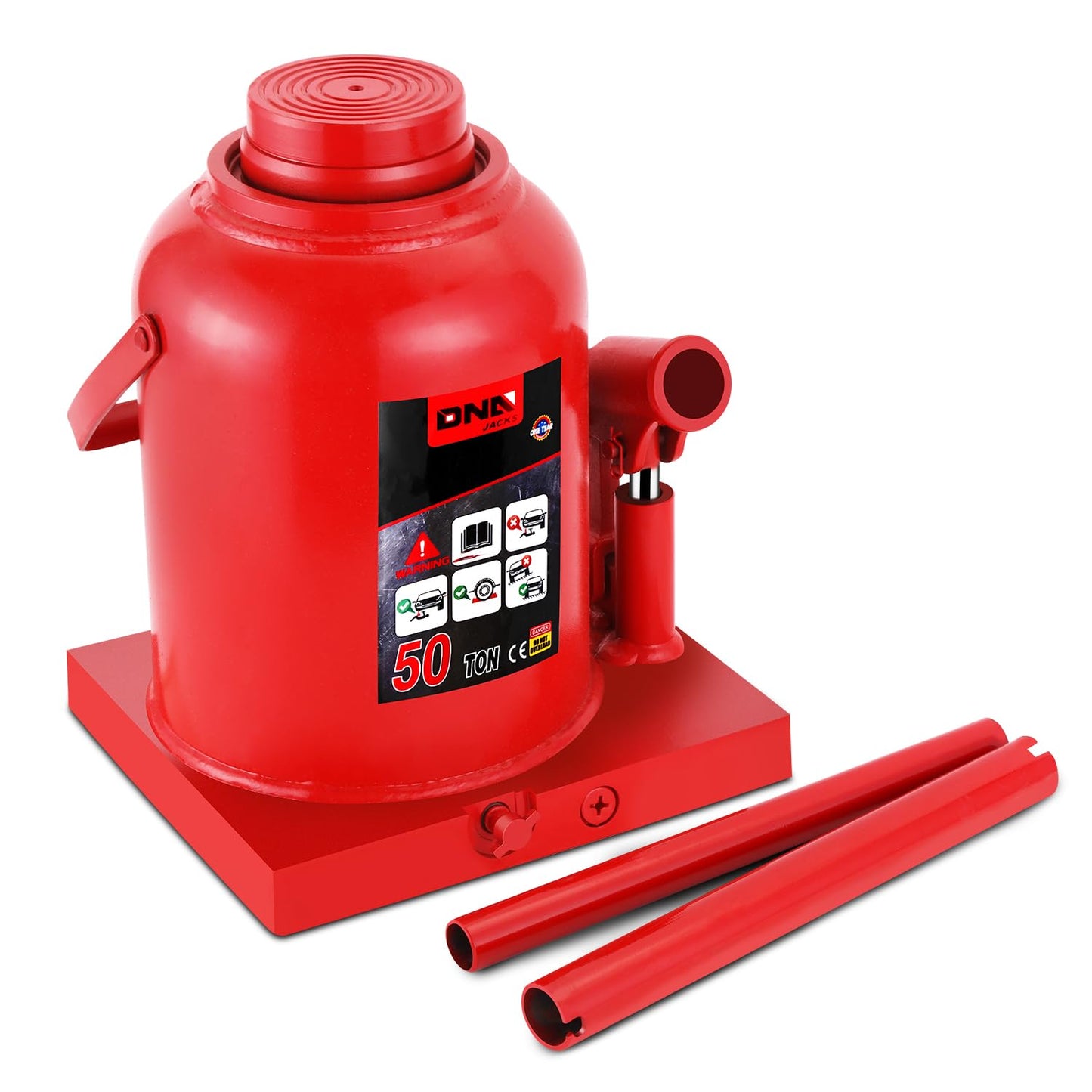 DNA Motoring 50 Tons / 110231 lbs Lifting Automotive Welded Hydraulic Bottle Jack for Repair Vehicle, Pickup, Truck, w/Manual Handle, Red,TOOLS-00365