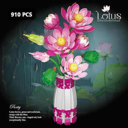 39092 Lotus Building Blocks Flower Set 710 Pieces of Floral and Plant Series Block Sets Adult Creative Enthusiast Model Gifts and Unique Collectibles Can be Used for Room Decoration