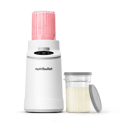 nutribullet Chill Ice Cream Maker, for Gelato, Sorbet, Frozen Yogurt, Smoothie Bowls, Compact Size, (2) Dishwasher Safe 16 oz. Pint Cups with Lids, White, NBD50100AW