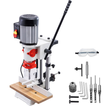 Benchtop Mortiser, 3400RPM 3/4HP Woodworking Mortising Machine with 1/4", 3/8", 1/2" Chisels Wooden Workbench, Benchtop Drill Press for Making Round Holes Square Holes Or Special Square Holes