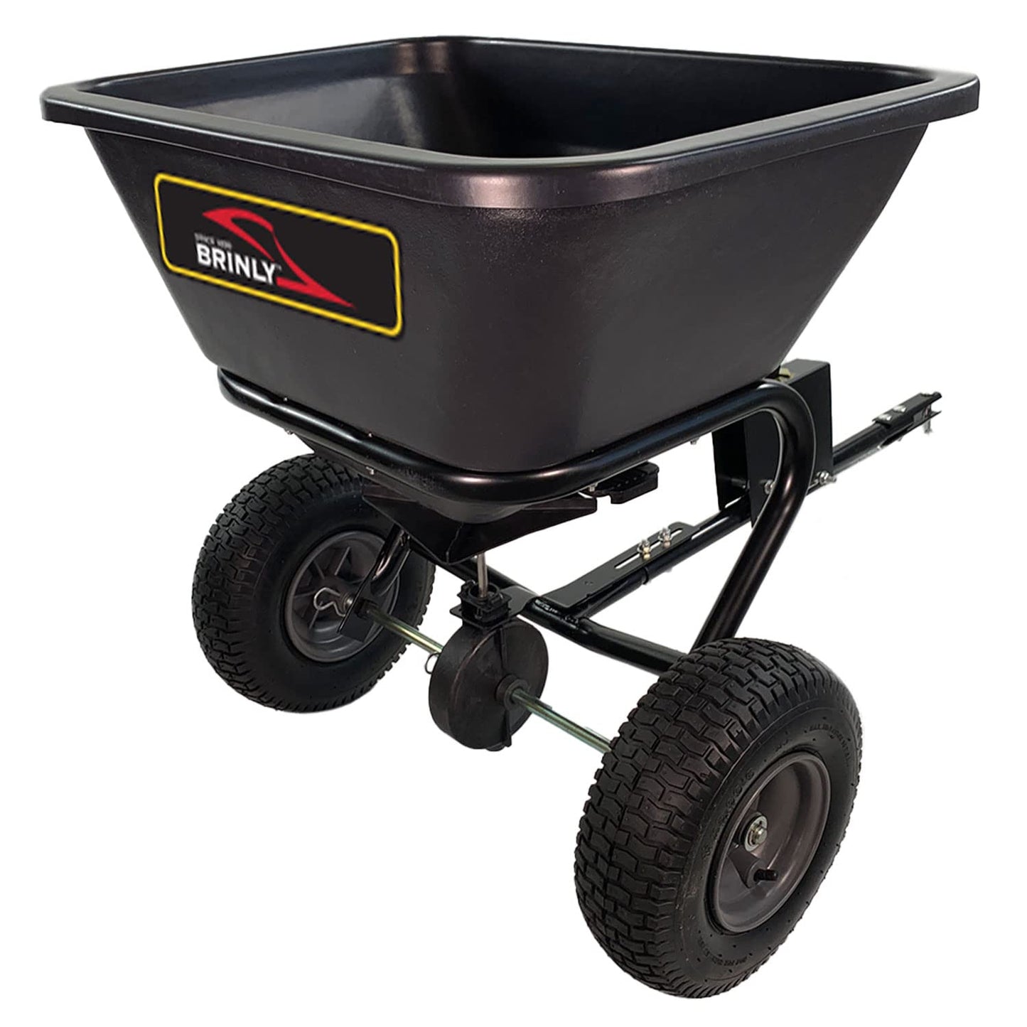 Brinly BS26BH-A Tow Behind Broadcast Spreader with Universal Hitch, 125 lb. - Flat Black