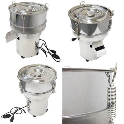 INTBUYING Automatic Powder Sifter Machine, Sieve Shaker Vibrating Machine, Electric Stainless Steel Powder Shaker, Electric Sieve Vibrating Screen with 60 Mesh Screen, 110V, 11.8 inch Diameter