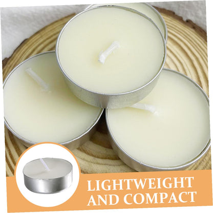 Garneck White Small Tealight Candles 50pcs Pack Unscented Round Wax Tea Lights for Wedding Engagement Party Home Décor Ceremony Lighting