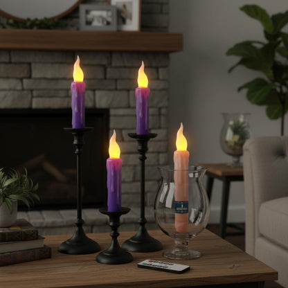 Gedengni Flameless LED Taper Candles with Remote - 6" Battery Operated Taper Candlesticks, Flickering Dripless Window Candles for Mother’Day Wedding Centerpiece Home Decor & Party,4 Pack
