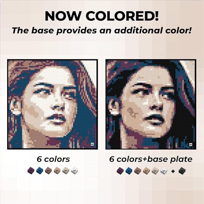 Color S Custom Photo Mosaic Building Set | DIY Craft Kit for Brick Wall Art Creation from Any Photo | Personalized Gift | Framed Building Blocks Portrait | Pixel Art Building Kit 20x20 in