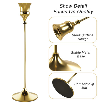 Showin Candlestick Holders Gold, 3 Packs Taper Candle Holder for Candlesticks, Candle Sticks Holder Decor for Home Decor
