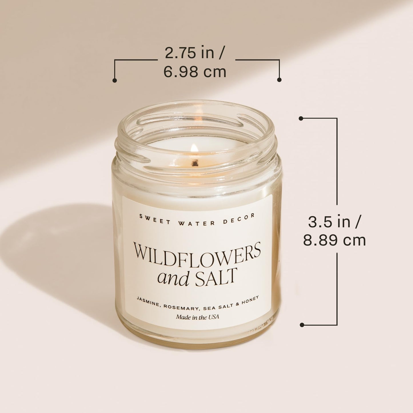 Sweet Water Decor Stress Relief Soy Candle - Lemon, Eucalyptus, Mint, Jasmine Scented Relaxing Candles for Home - 9oz Clear Jar + Gold Lid, 40+ Hour Burn Time, Made in The USA