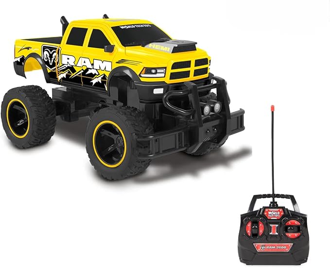World Tech Toys Dodge Ram 2500 1:14 Scale RC Monster Truck – Officially Licensed - Electric Powered All Terrain RC Truck - Full-Function Radio Control - Kids 6+ (Yellow)