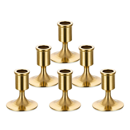 Sziqiqi Candlesticks Holder for Wedding Table Centerpiece - Gold Taper Candle Holders Candle Stick Holder Bulk for Christmas Candlelight Dinner Wedding Party Festival Decor 6 Pieces