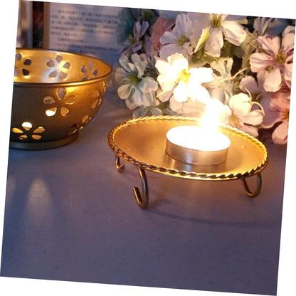 Holibanna 2pcs Geometric Iron Candle Holders for Home Decor Elegant Candle Stand Centerpiece for Weddings Parties and Dining Tables