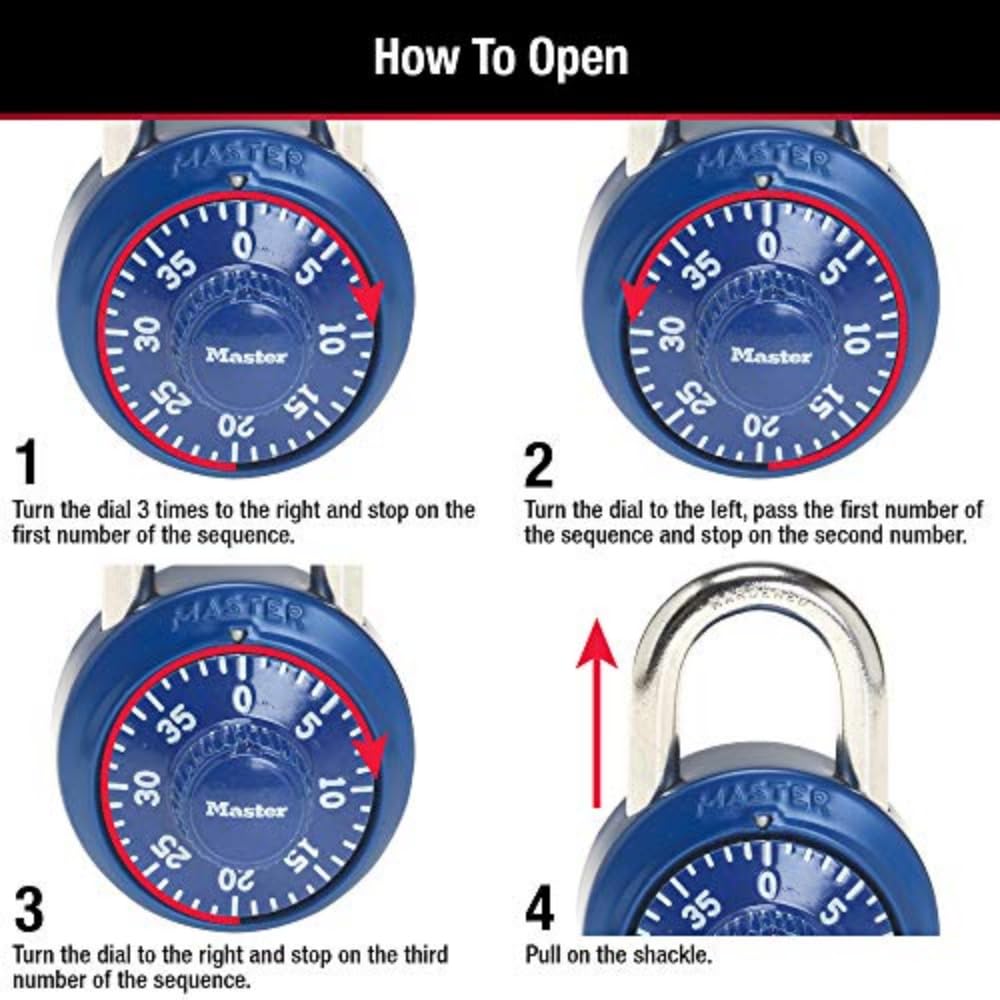 Master Lock 1530DCM School or Gym Locker Lock Combination Padlock, Back to School Essential, Pack of 1 - Colors May Vary