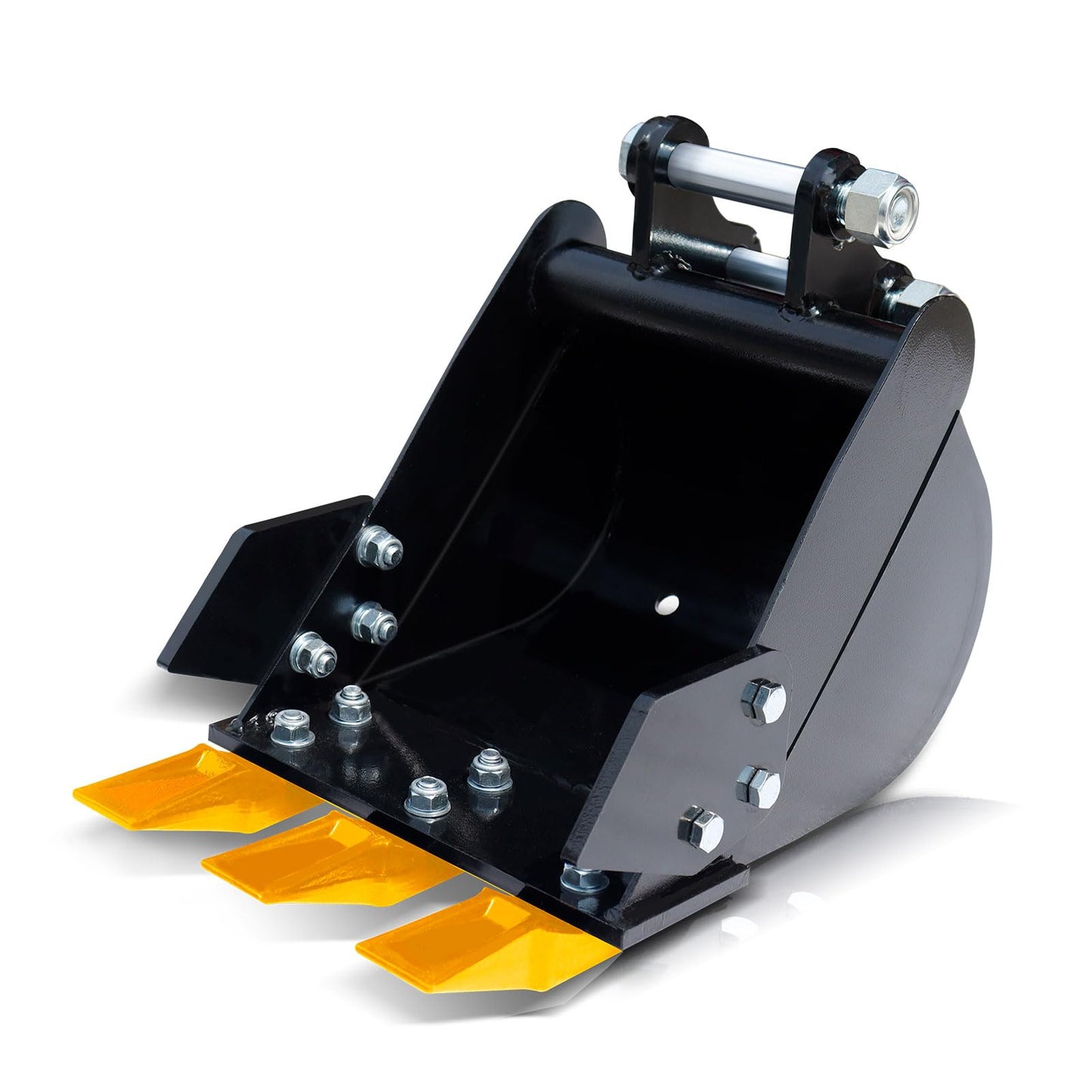 MMS 11.81in/300mm Mini Excavator Digging Bucket with Metal Teeth - 0.98"/25 mm Hole Diameter, 3.54"/90 mm Span, Mini Excavator Attachments Digging Bucket for Trenching & Digging