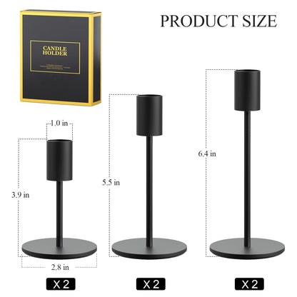 FSyueyun 3 Pcs Black Candle Holders, Elegant Taper Candle Holders, Metal Candlestick Holders for Festive Table Decor, Mantel Centerpiece, Modern Candle Stand for Wedding, Housewarming Gift