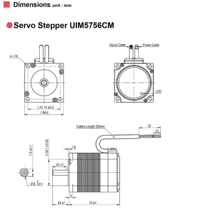 NEMA 23 Integrated Servo Stepper Motor with Built-in Encoder,Closed-Loop Servo Motion Controller and Driver,CAN Bus Interface,2000RPM,Max1.26Nm,3.5A,24-48VDC(UIM5756CM)