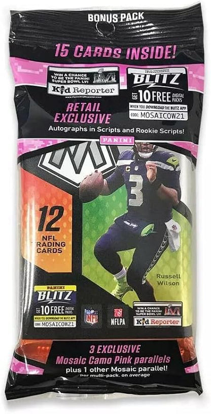 2021 Panini Mosaic Football Cello Fat Pack - 15 Trading Cards per Pack - Fantastic Rook Class
