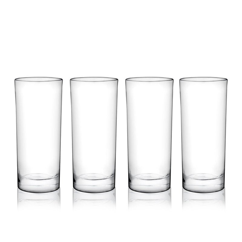 True Highball Glasses, Tall Glass Tumbler for Cocktails, Mojito Iced Tea Juices, Soda Water Drinking Cups, Kitchen Glassware, Home Bar, 11 oz Set of 4