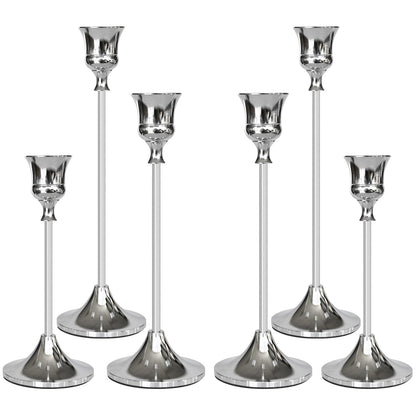 Showin Candlestick Holders Silver, 6 Packs Taper Candle Holder for Candlesticks, Candle Sticks Holder Decor for Home Decor