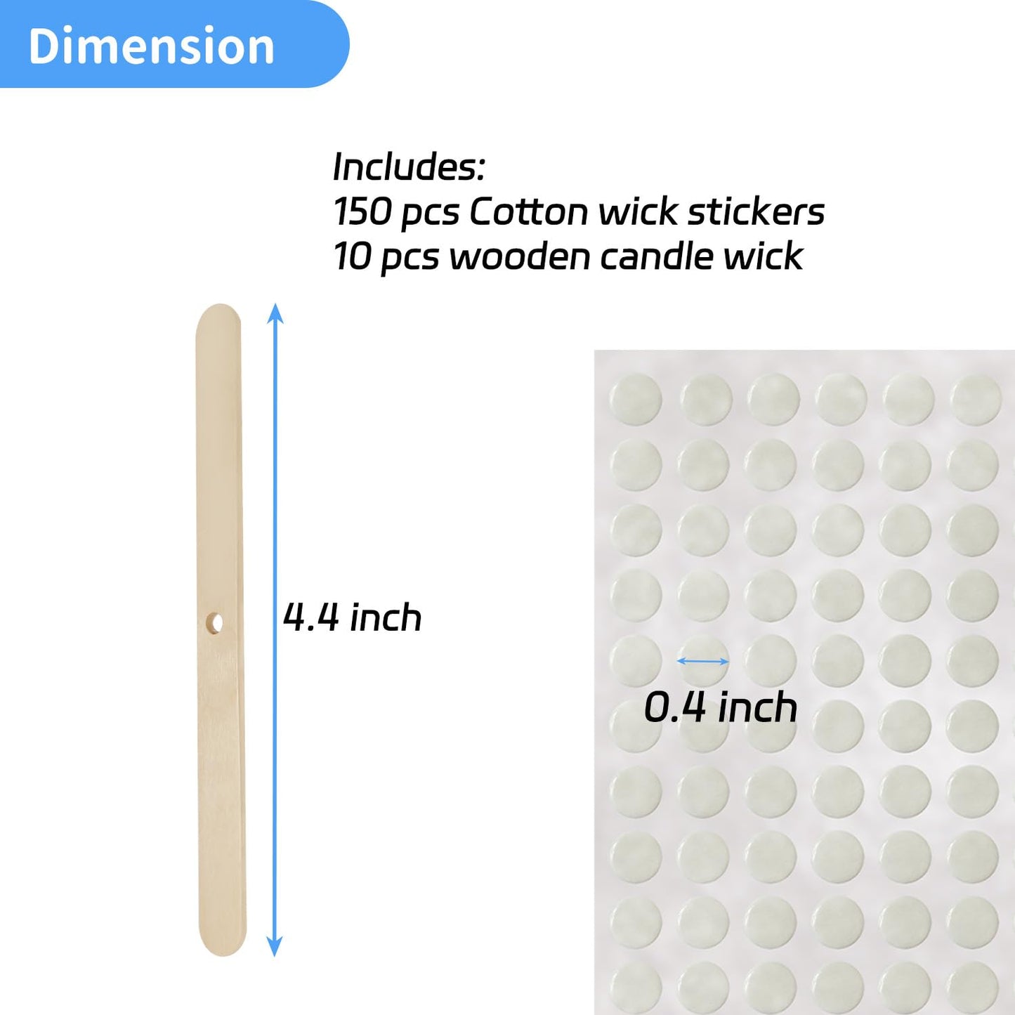 150 Pcs Candle Wicks Kit, Pre Waxed Cotton Wick with 150 Pcs Wick Stickers and 10 Pcs Candle Wick Holders for Soy Wax, Beeswax, Coconut Wax Candle Making and DIY