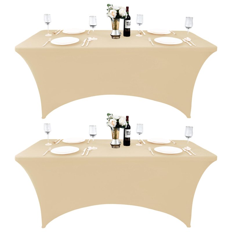 ZarzaaSik 2-Pack 6ft Spandex Table Covers for Rectangle Standard Folding Tables - Wrinkle Resistant Stretch Tablecloths - Ultimate Fitted Table Protector for Parties, Trade Shows, Banquet