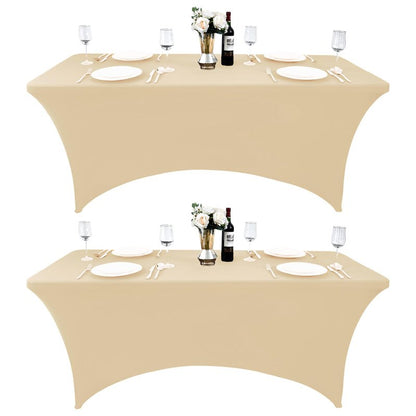 ZarzaaSik 10-Pack 4ft Spandex Table Covers for Rectangular Folding Tables - Wrinkle Resistant Stretch Tight Table Cloths - Fitted Table Protector for Parties, Trade Shows, Banquet, and Wedding