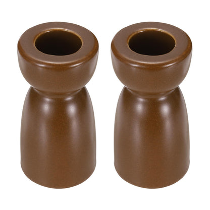 uxcell 2 Pack Candlestick Holder Dark Brown Ceramic Taper Candle Holder Candle Stand Holders Modern Style Decoration for Centerpiece Tabletops Anniversary