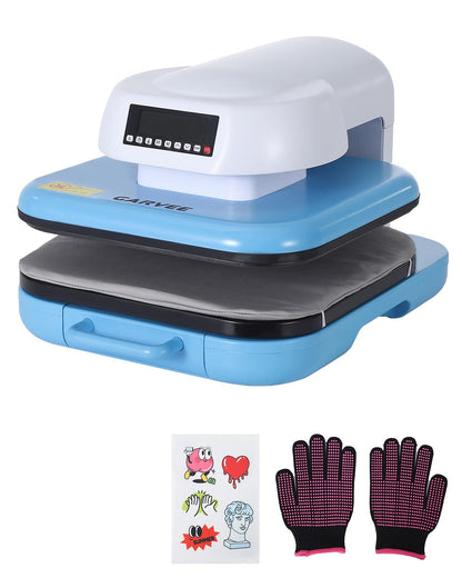 Auto Heat Press Machine 15x15 T Shirts Smart Press Machine with Auto Release and Adjustable Pressure, Digital Display, Rapid Heating, for Sublimation, Vinyl, Heat Transfer Projects, Blue