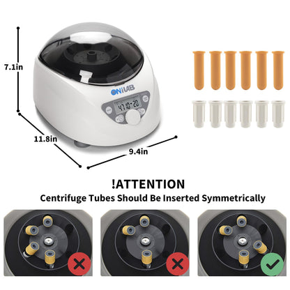 ONiLAB Lab PRP Benchtop Centrifuge 6x15mL/10mL/7mL/1.5-5ml, 300-5000rpm(Max. 2600xg RCF),LCD Digital Desktop Lab Centrifuge Timer 30sec-99min, Two Quick Start Programs