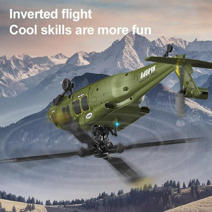 Hanll Black Hawk K200 6CH Simulation RC Helicopter with Brushless Motor Optical Flow &amp Altitude Hold One-Key Inverted Flight 2.4G Remote Control High Simulation Aerobatic Model (Green/1 Batter