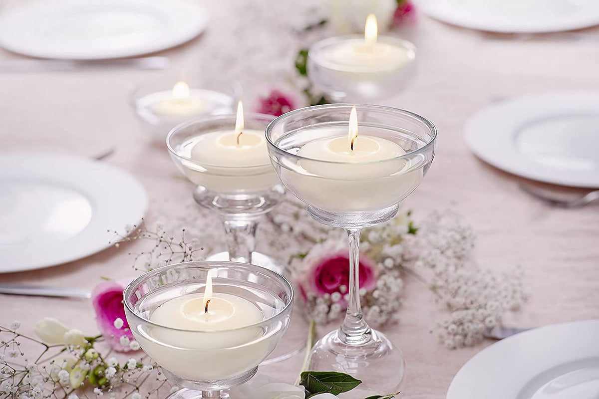 BOLSIUS 3 Inch Ivory Floating Candles - 48 Count Unscented - Premium European Quality - Imbue Breathtaking Ambiance for Romantic Wedding Centerpieces, Decorations, Events, Pool, Holiday, and Parties