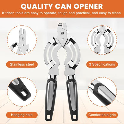 Jar Opener, Stainless Steel Jar-Lid Opener, Multifunctional Jar-Opener for Weak Hands, Beer Bottle-Opener for Arthritic Hands, Seniors with Arthritis