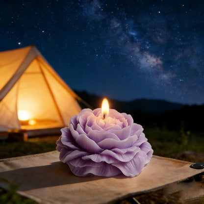 Scented Candles Set for Women Mom,4 Pack Aromatic Peony-Shaped Candle Ornament for Home,Purple Soy Candles for Living Room and Bedroom, Birthday Gifts Valentines Day Candle - Lavender