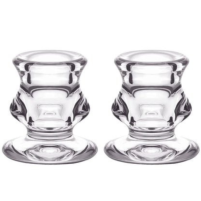 Clear Glass Candlestick Holders, Set of 2 Taper Candle Holders for Wedding, Decoration and Dinning