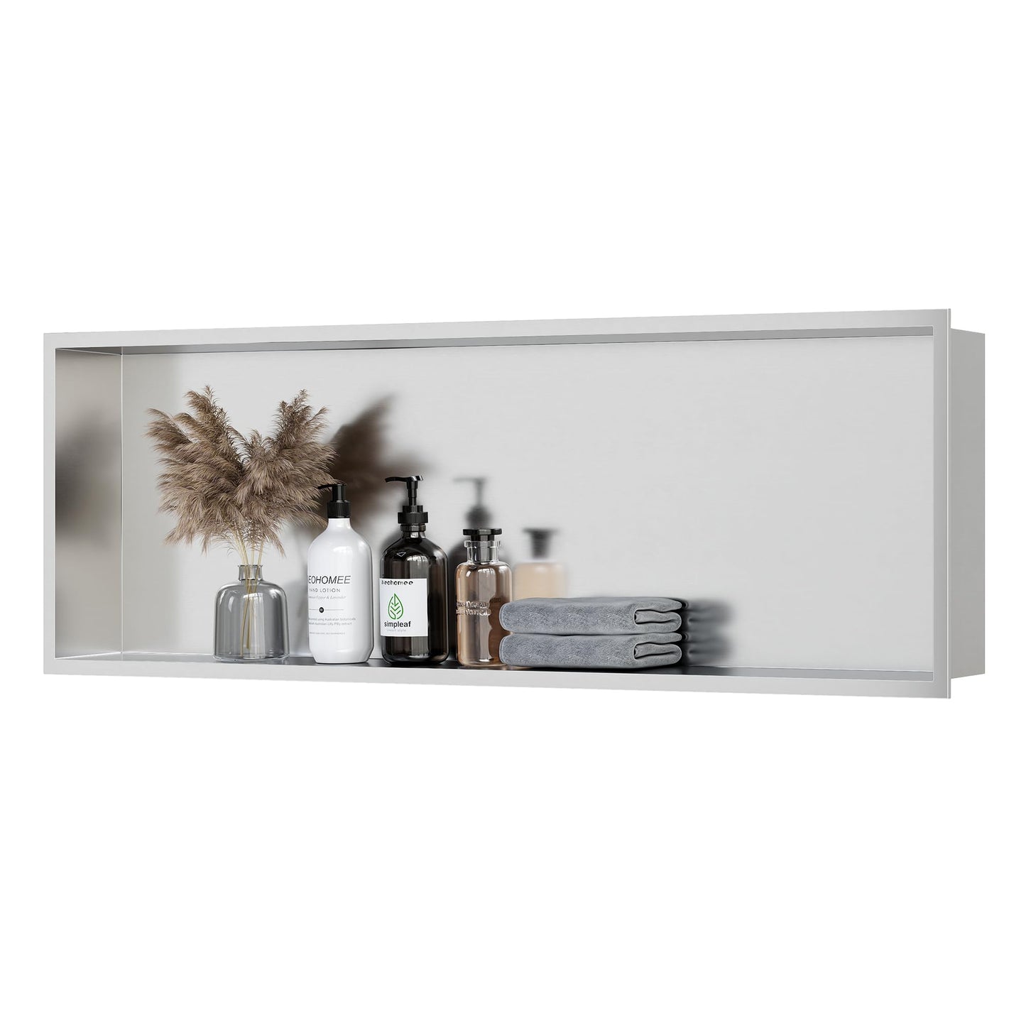Neodrain Shower Niche, Insert Bathroom Storage Shower Shelf, Stainless Steel Recessed Wall Niche No Tiled Recessed Cabinet Waterproof for Shower Storage(Brushed,36"x12")