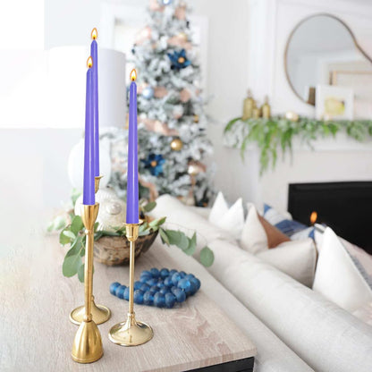 12-Pack Soft Lavender Purple Taper Candles, 10 Inch Unscented Dripless Candlesticks, Long-Lasting Burn Time of 6-7 Hours, Perfect for Home Decor, Weddings, and Events