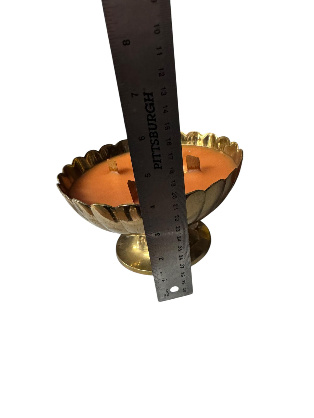 Bloomer Scents Handmade Beach Bum Candle, Repurposed Vintage Brass Scalloped Vessel, Wood Wicks, 18 fl oz