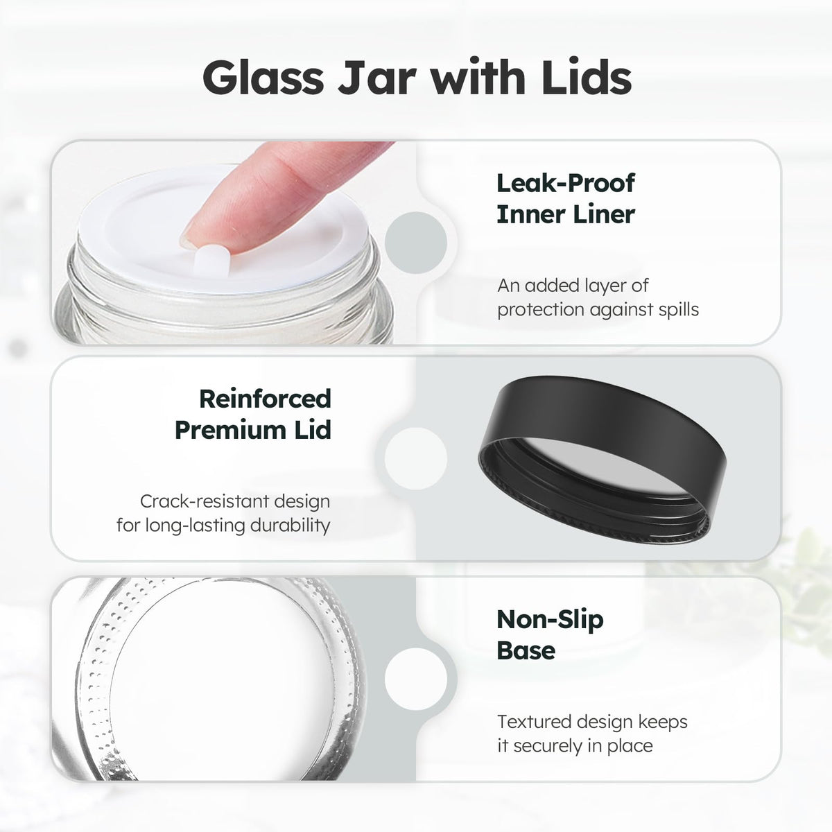 2 oz Glass Jars with Lids, 36 Pack Clear Small Glass Jars with Black Lids Leakproof Round Airtight Empty Cosmetic Travel Containers with Inner Liners For Lotions Powders and Candle Making