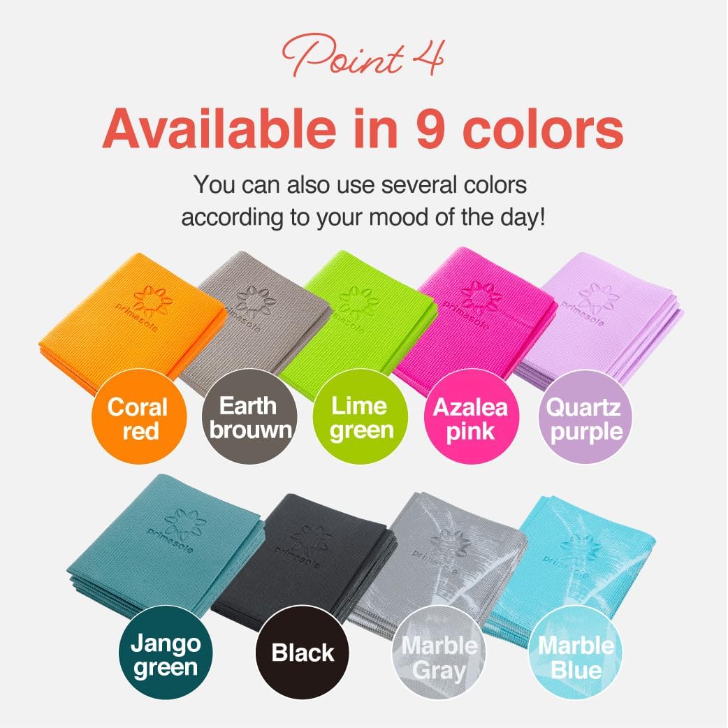 Primasole Folding Travel Yoga Mat Foldable light weight Easy to carry to Workout Fitness Class Beach Park Travel Picnics 4mm thick Jango Green Color PSS91NH050A