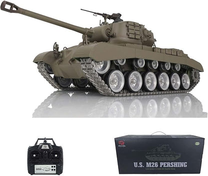 Heng Long US in Stock RC Tank 1/16 Customized 7.0 M26 Pershing RTR 3838 Idle Smoking Metal Tracks Wheels 360° Rotating Turret Infrared Combat Lifting Barrel Light Sound Airsoft Tank