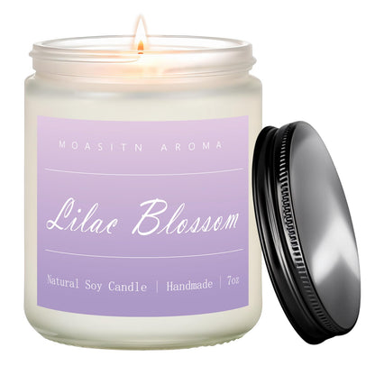 MOASITN Lilac Blossom Spring Soy Candle| Lavender,Lilac,Lemon Scented Candle for Home| Long Burning Aromatherapy Candle| Jar Candel Gift for Women,Men as Birthday,Relaxing,Housewarming Gifts| 7oz
