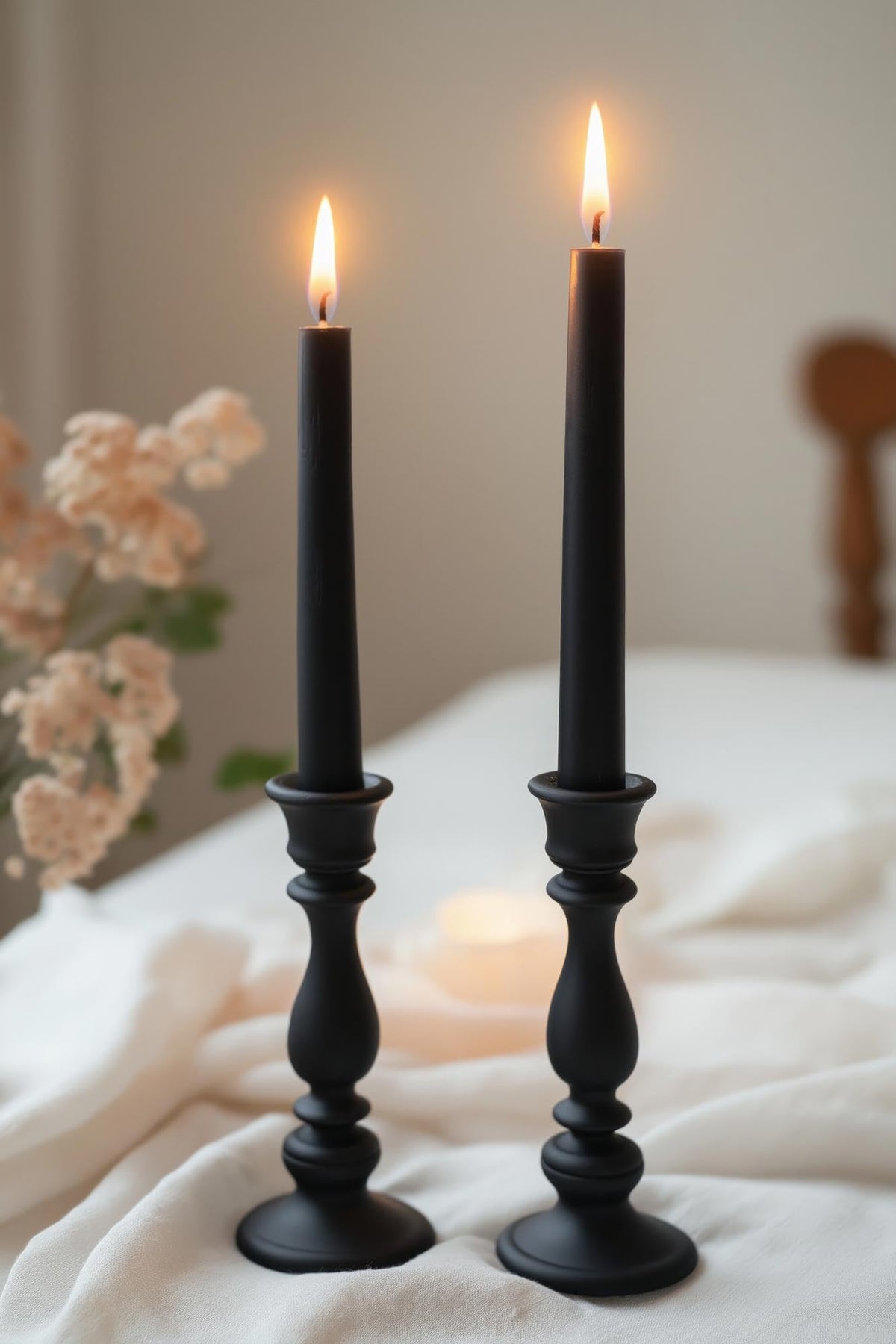 12-Pack Black Taper Candles, 10 Inch Unscented Dripless Candlesticks, Long-Lasting Burn Time of 7-8 Hours, Perfect for Halloween Decor Parties Meditation and Home Ambiance