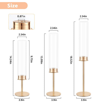 POKINE Gold Candle Holders Set of 6 for Glass Taper Candle Holders,Hurricane Candlestick Holder for Home Decor, Wedding, Dinning, Party Decorative, Anniversary (6,Gold)