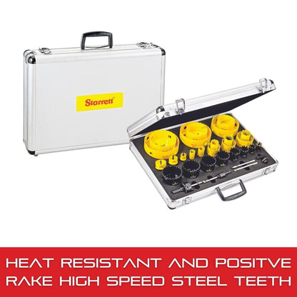 Starrett Smooth Cut Electricians Hole Saw Kit - 31 Piece Bi-Metal/Carbide Tipped/Cordless Smooth Cut Electricians Hole Saw Kit with Aluminum Case - KMX25061-N